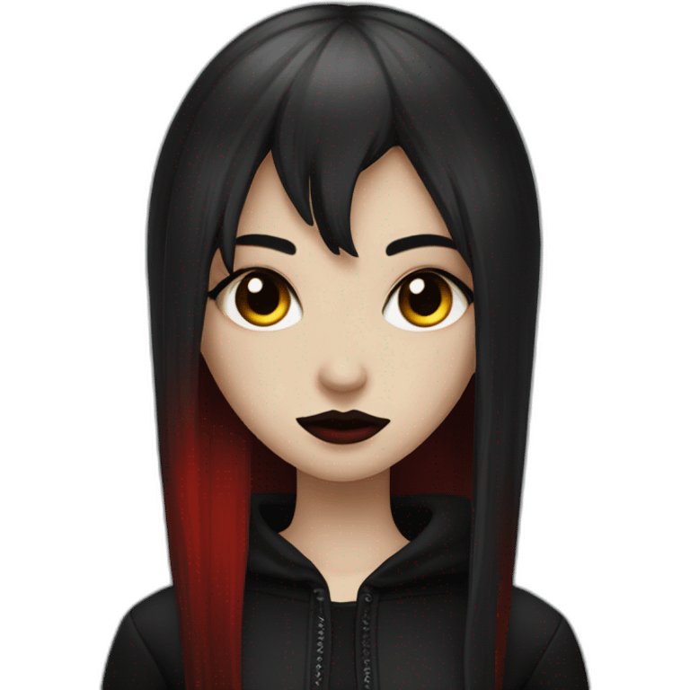 goth girl with half black and half red hari emoji