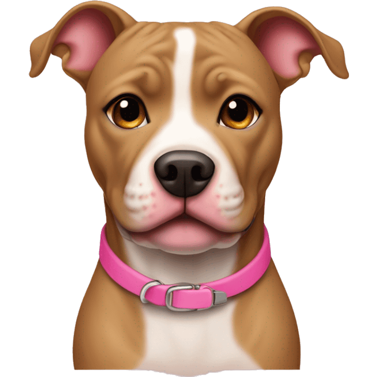 Tan pittbull with pink collar and brown eyes emoji