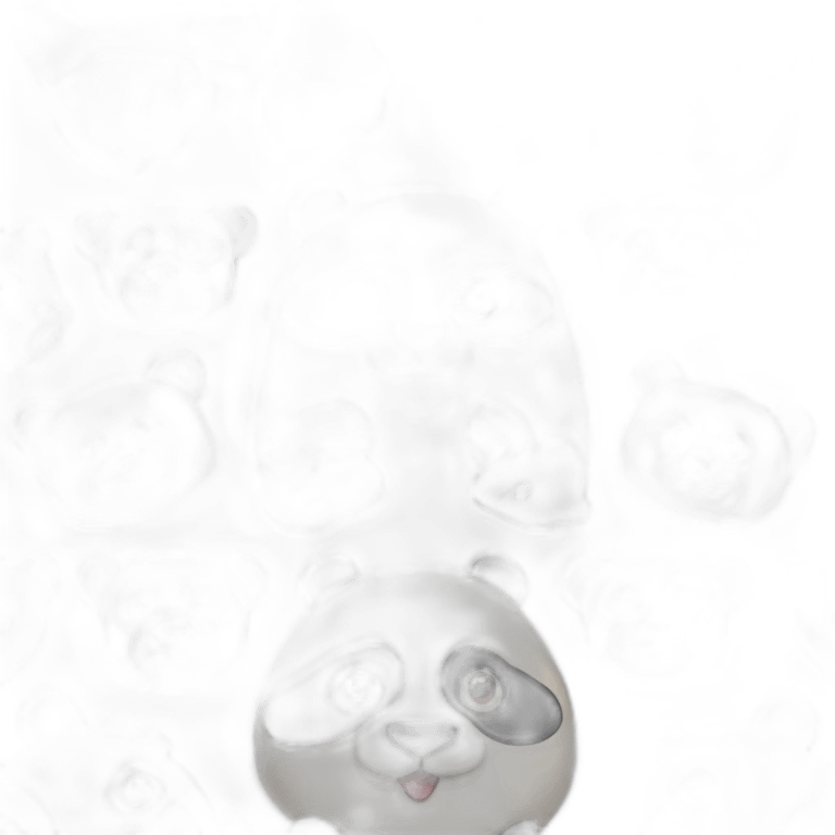 Un chat avec une tâche triangulaire sur le nez et sa bouche de couleur blanche et un pelage de couleur roux et des taches noires comme celle des panda sur chaque œil emoji