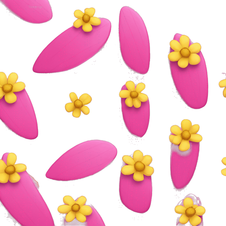 Pink surfboard whit one yellow small flower emoji