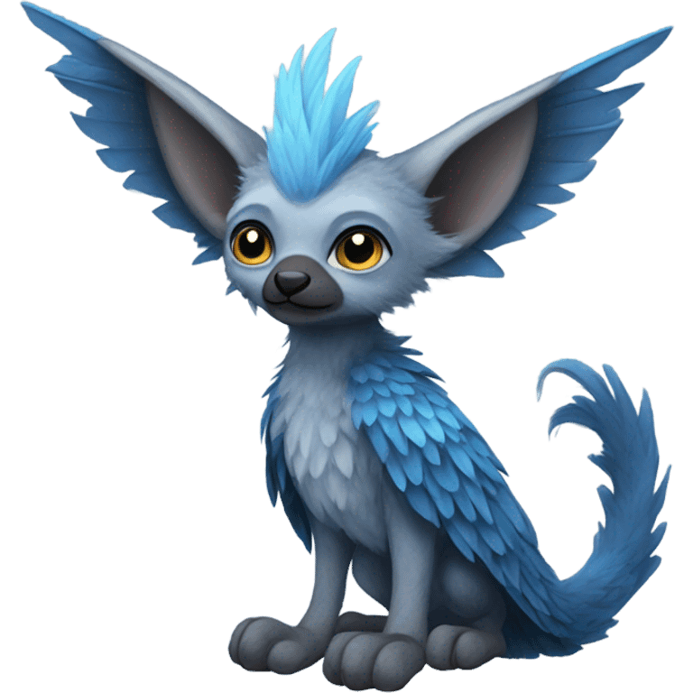 Trico The Last Guardian Quadrupedal Creature With Blue Horns, Grey feather Wings, And long tufted tail emoji