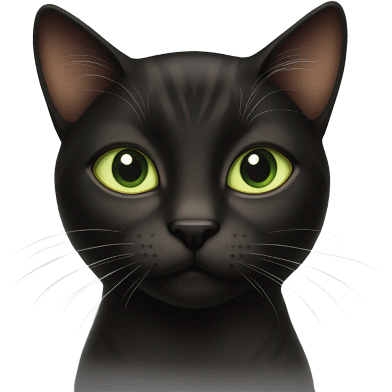 Black brown cat with light green eyes emoji