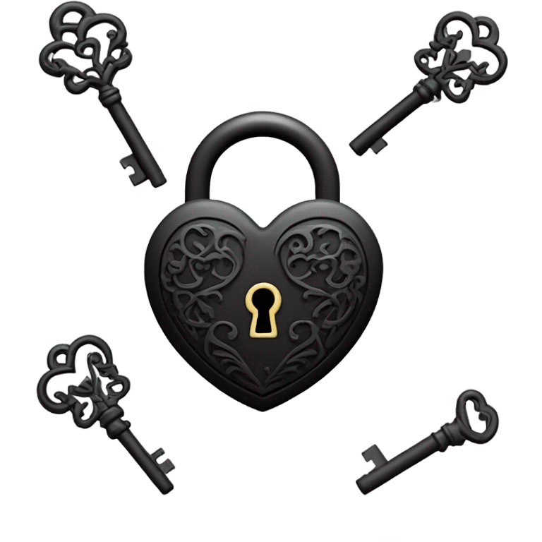 black heart-shaped lock and key emoji