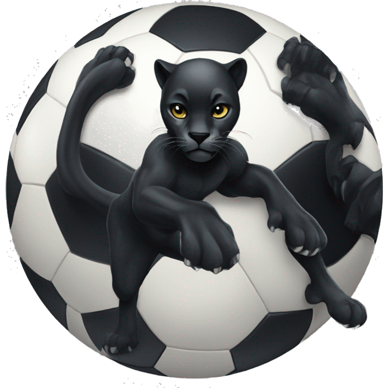 black panther with soccer ball emoji