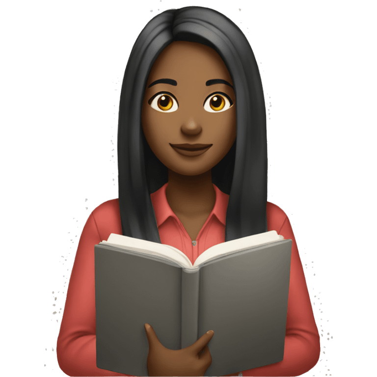 young black female student with straight  long hair studying emoji