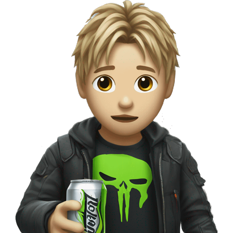 Sam from Death Stranding drinking Monster Energy Drink  emoji