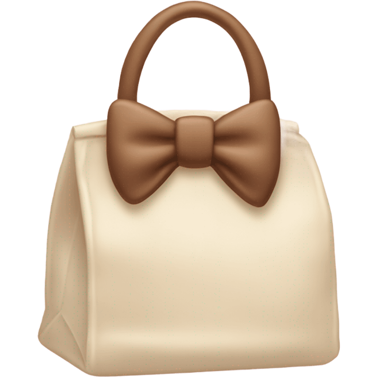 cream bag with pastel brown bow emoji