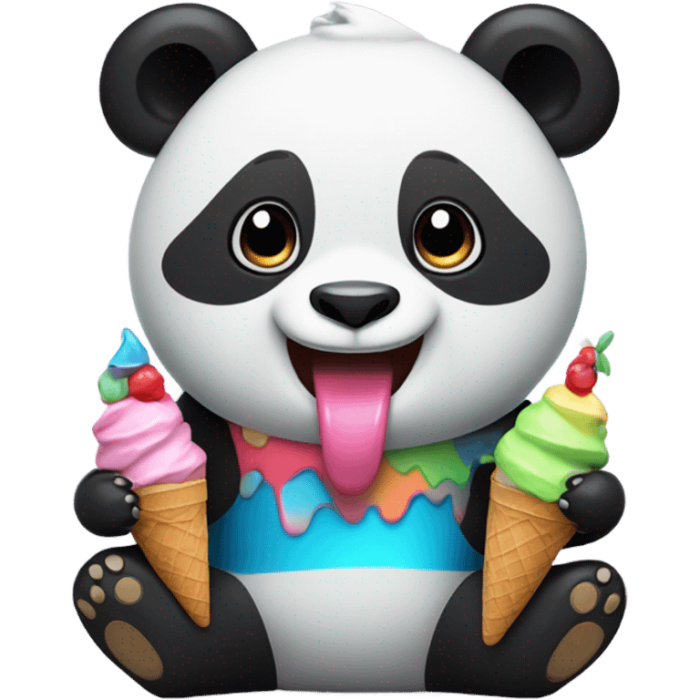 Panda eating ice cream emoji