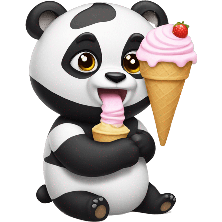 Panda eating ice cream emoji