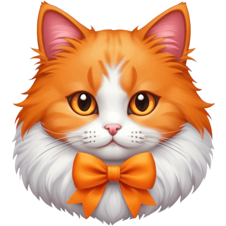 Cute fluffy cat with a bow emoji