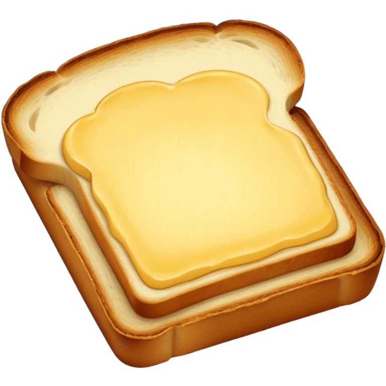 Cinematic warm toasted bread, golden-brown edges, butter melting into the surface, slightly crispy texture, simple and comforting, warm glowing background, inviting and homely. emoji