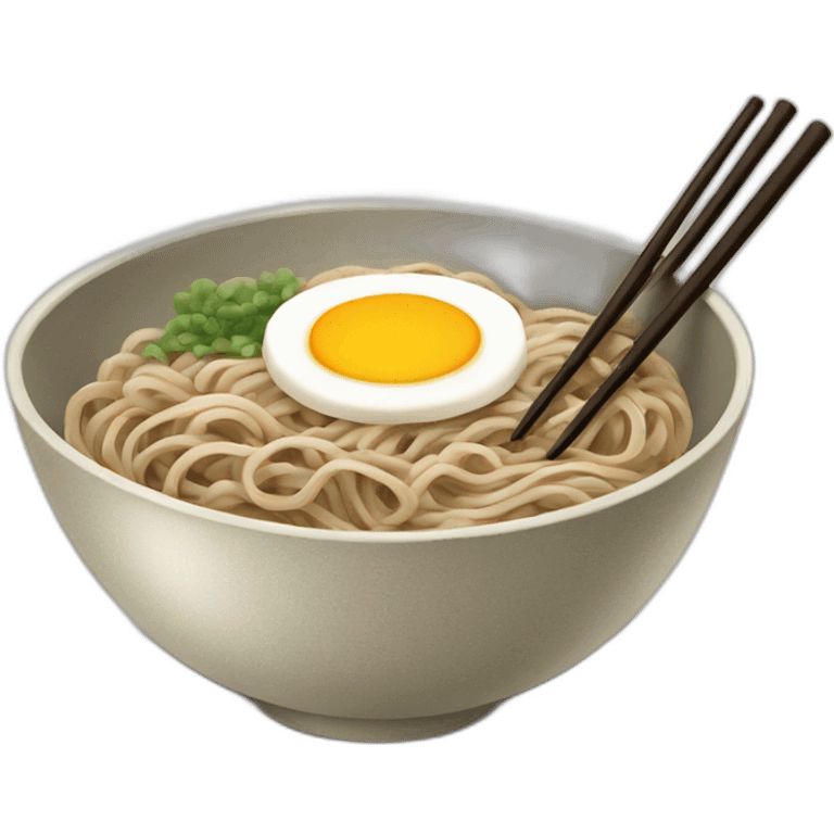 bowl of japanese buckwheat soba noodles with two chopsticks emoji