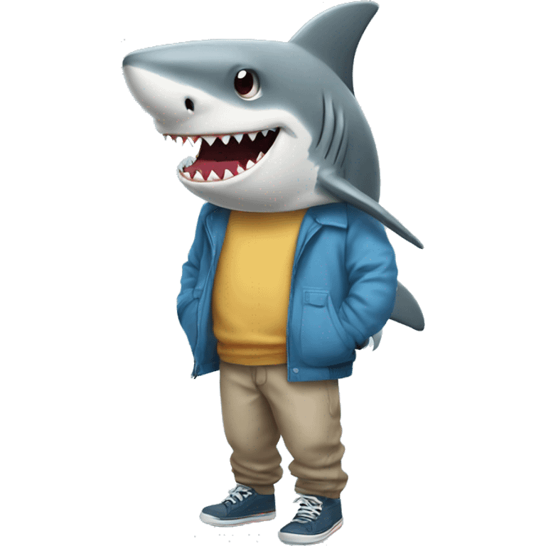 Shark with baggy clothes emoji