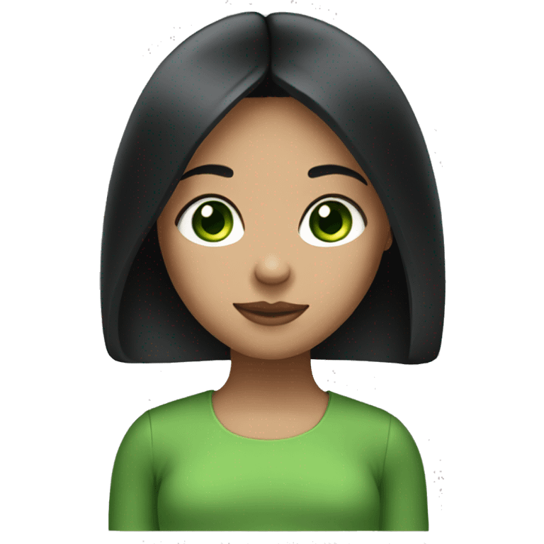 Girl with black straight hair and green eyes  emoji