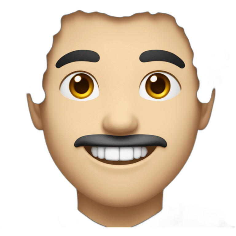 Un jeune homme noir les cheveux bleus qui a das dents de vampire emoji