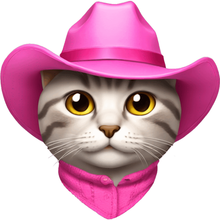 Cat wearing a pink cowboy hat  emoji