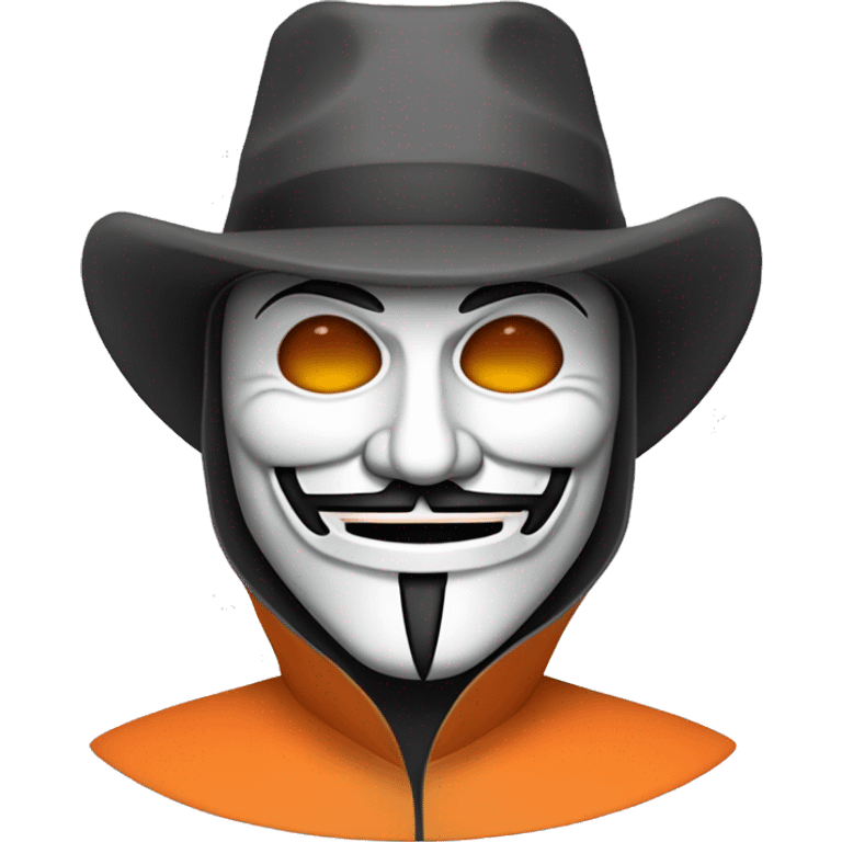 Guy Fawkes has gray mask orange eyes and a mustache  emoji