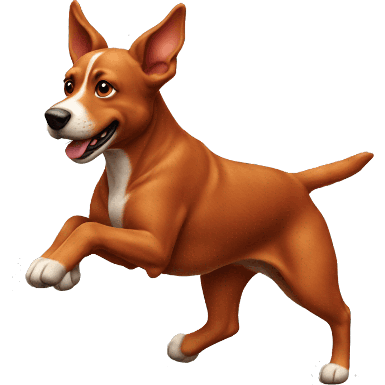 realistic solid red dog with pointed ears running emoji