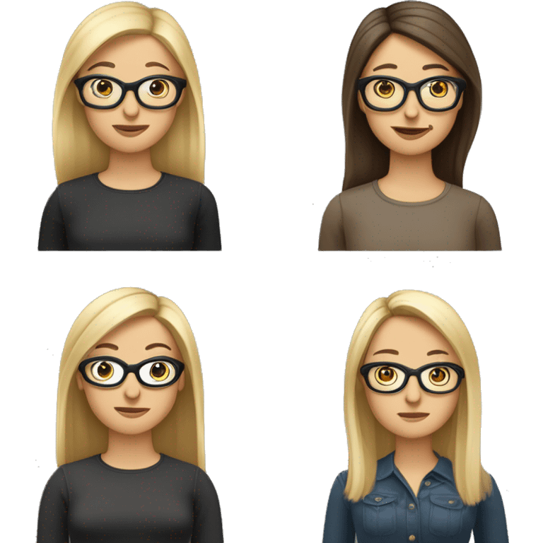 Eine Frau mit dunkelblonden Haaren, links sind die Haare abrasiert, rechts sind die Haare Kinnlang, die Frau trägt eine schwarze eckige Brille  emoji