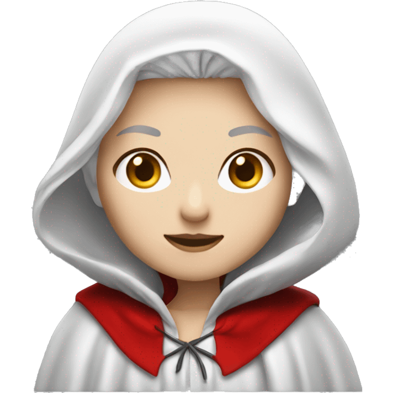 The white girl with white hair in the red cape and hood. emoji