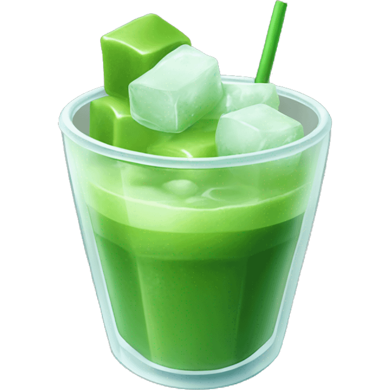 matcha with ice cubes in a cip emoji