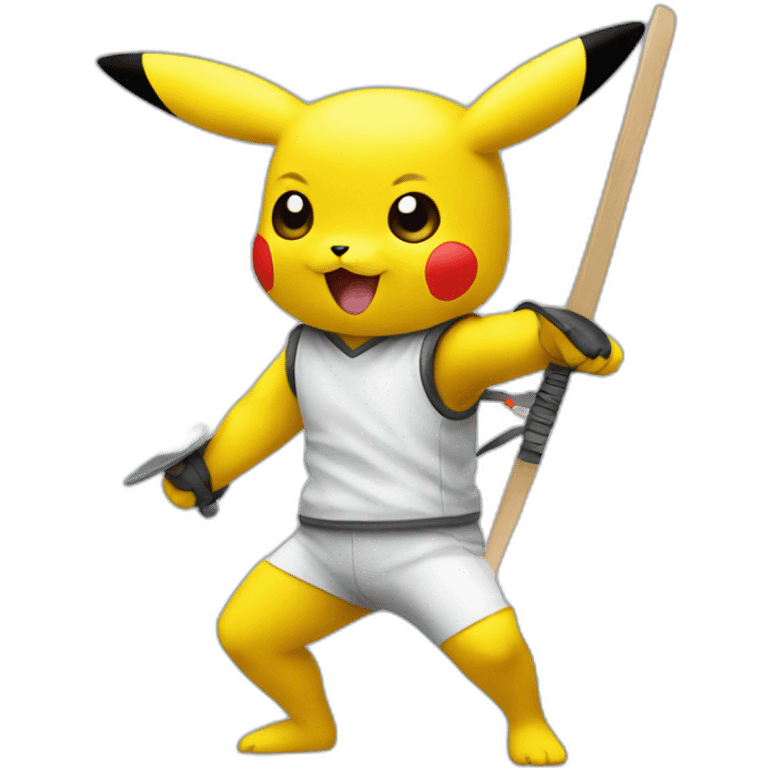 Pikachu doing fencing emoji