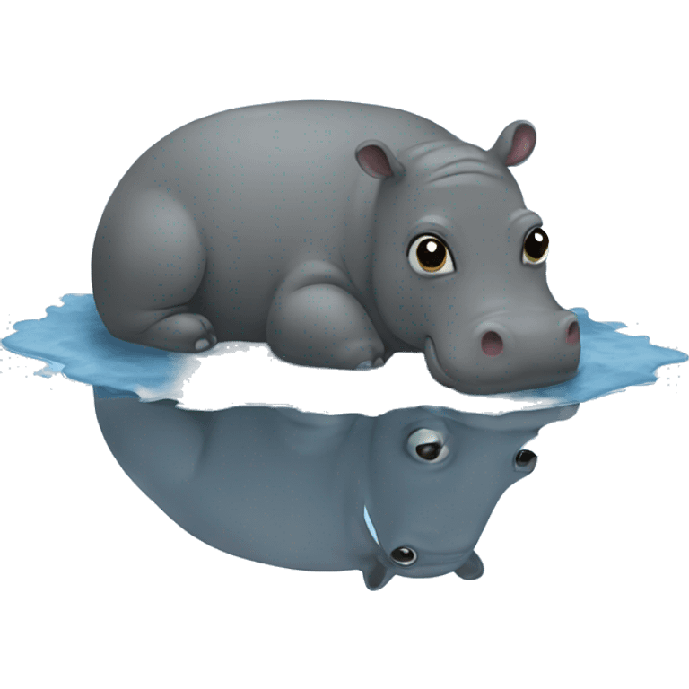 puddle holding a hippo emoji