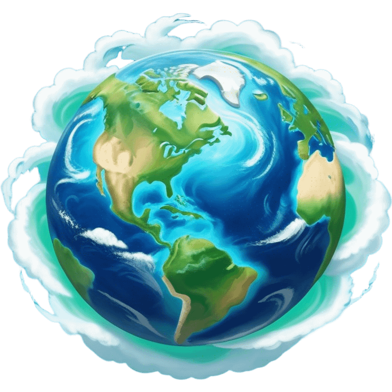 Cinematic Realistic Earth Emoji, depicted with vibrant blue oceans, swirling white clouds, and lush green continents rendered in exquisite detail, high shine, and a soft radiant glow that captures the dynamic, life-sustaining beauty of our home planet. emoji