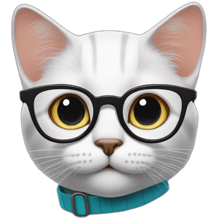 cat with nerd glasses and finger pointed up emoji