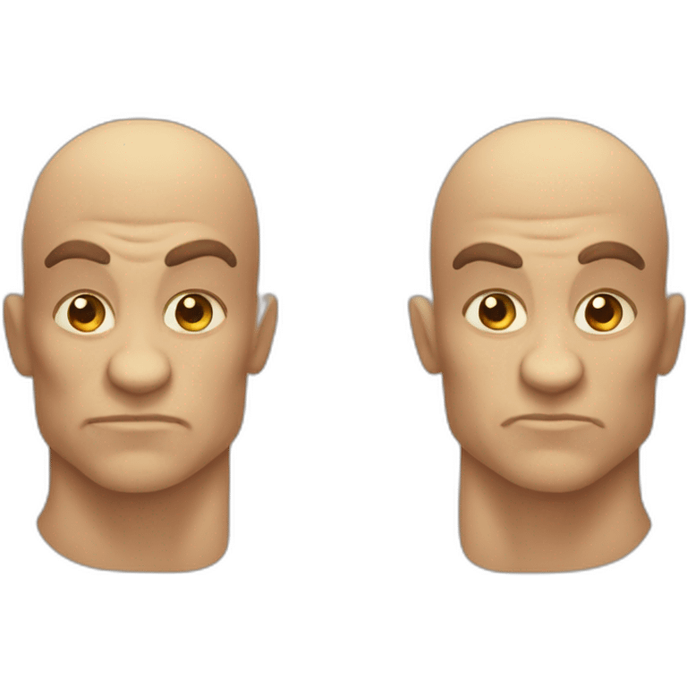 3 headed muscular, cartoon emoji