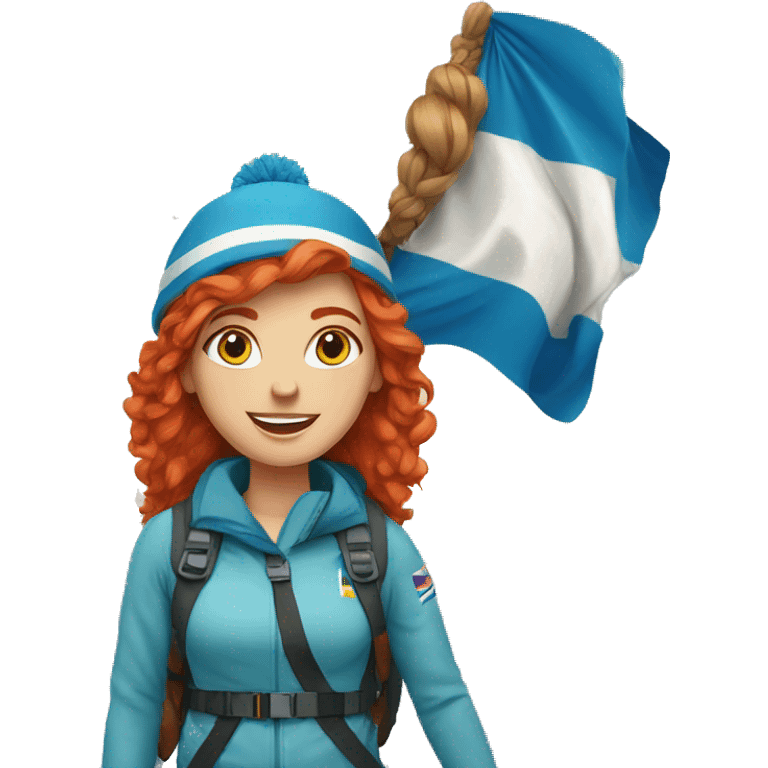 a red hair female on everest with greek flag emoji