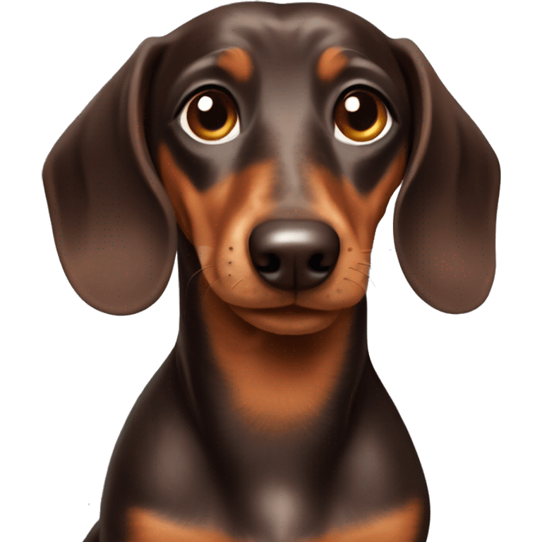 Please generate an Emoji which is a short haired dachshund with reddish Brown Spots and cute Eyes.  emoji