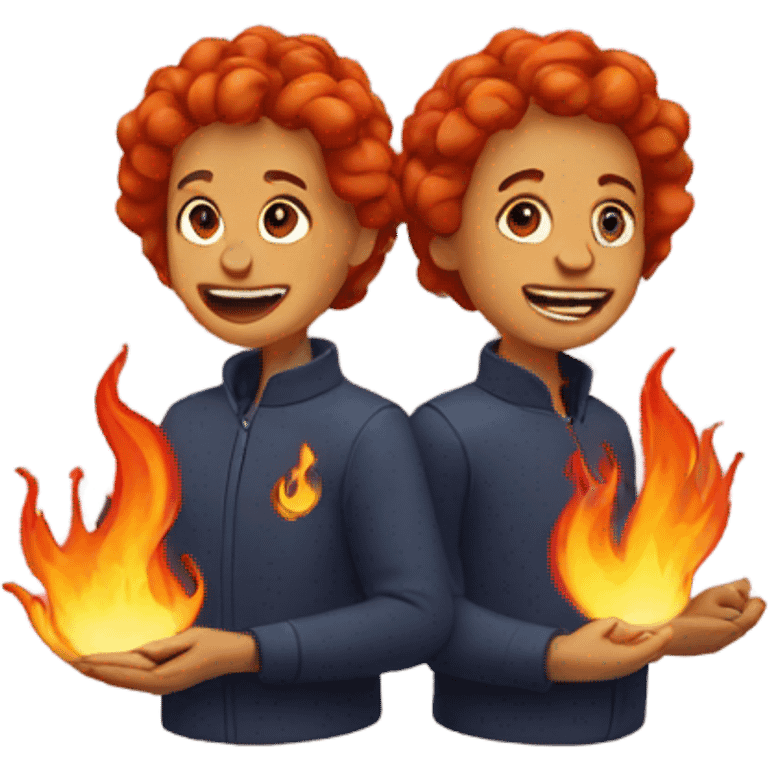 Twins with flames emoji