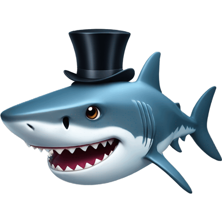 Shark with a top hat emoji