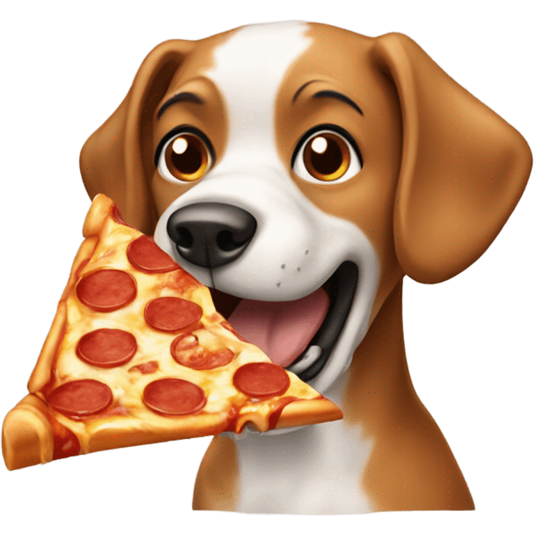 Dog eating pizza emoji