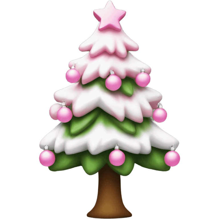 White and pink Christmas tree emoji