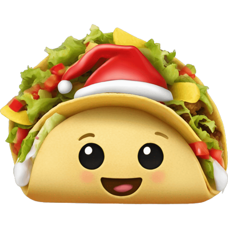 taco with santa hat and smiley face emoji