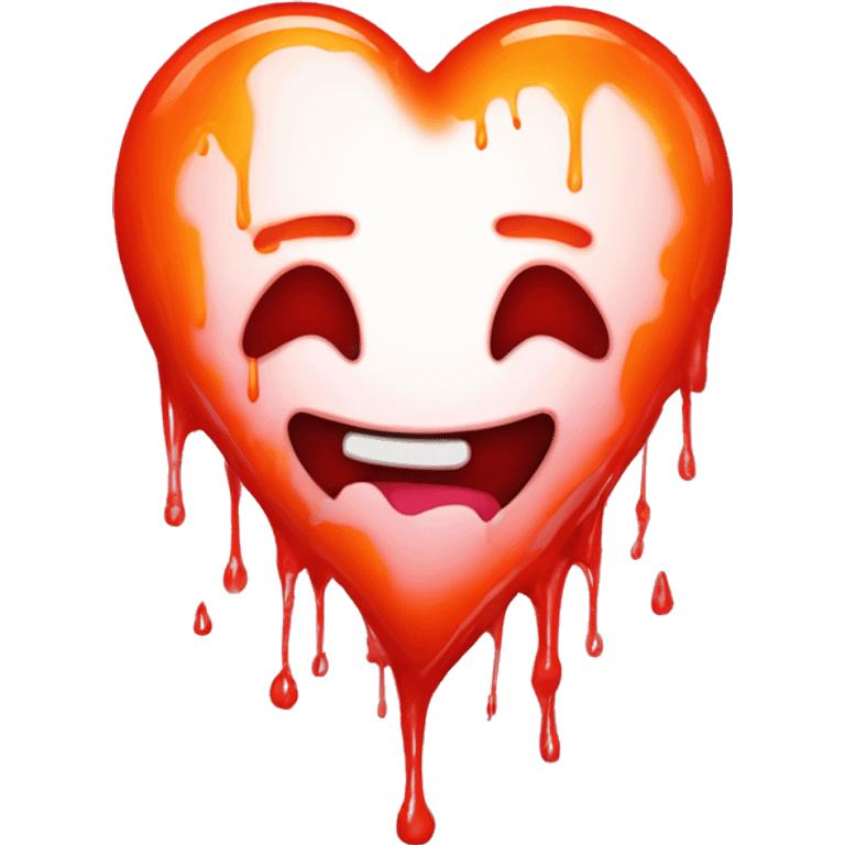 bleeding red heart glowing red-orange with splatter emoji