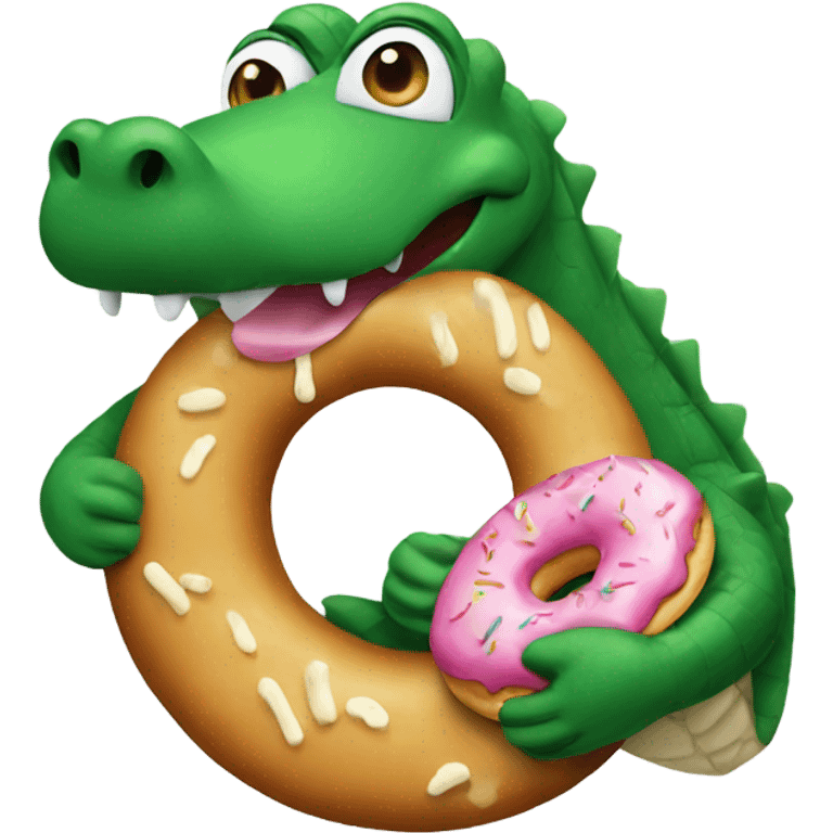 Alligator eating a donut emoji