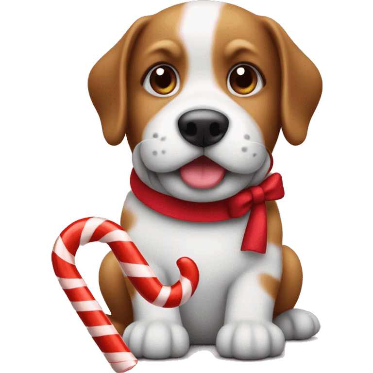 Dog with candy cane  emoji