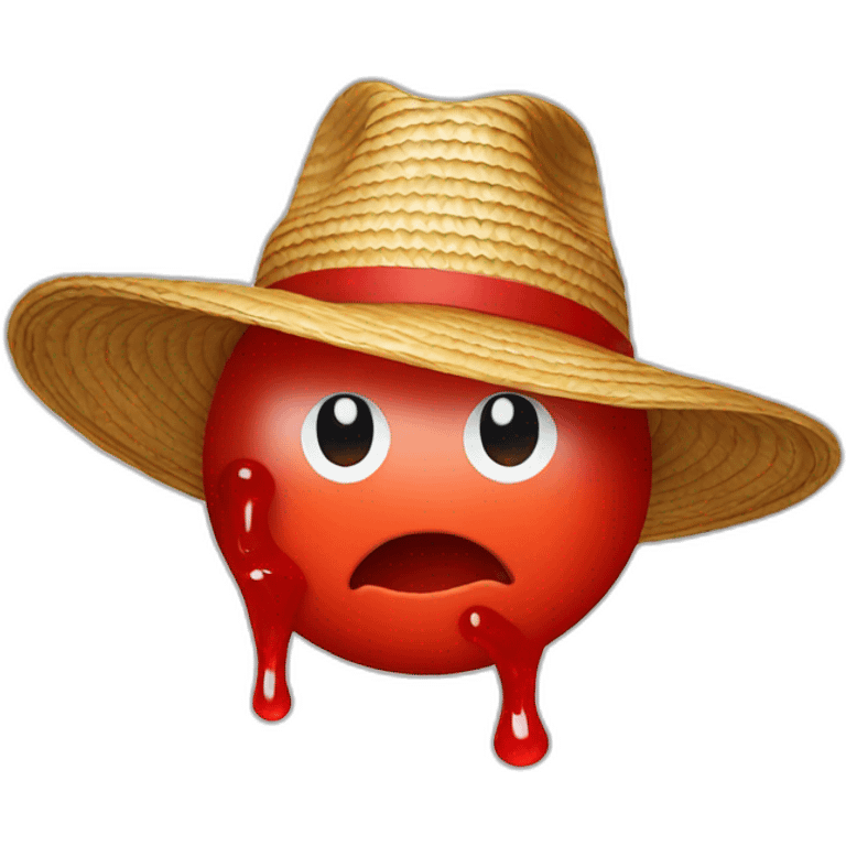 red gummy with straw hat emoji