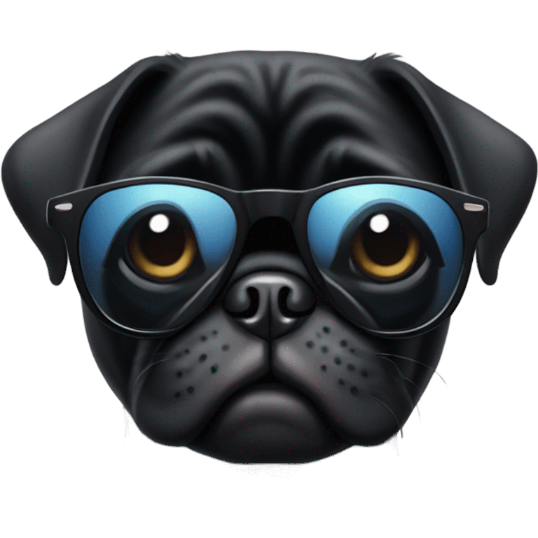 Black pug wearing sunglasses  emoji