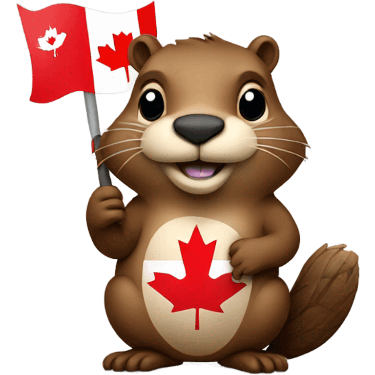 Beaver holding a Canadian flag emoji