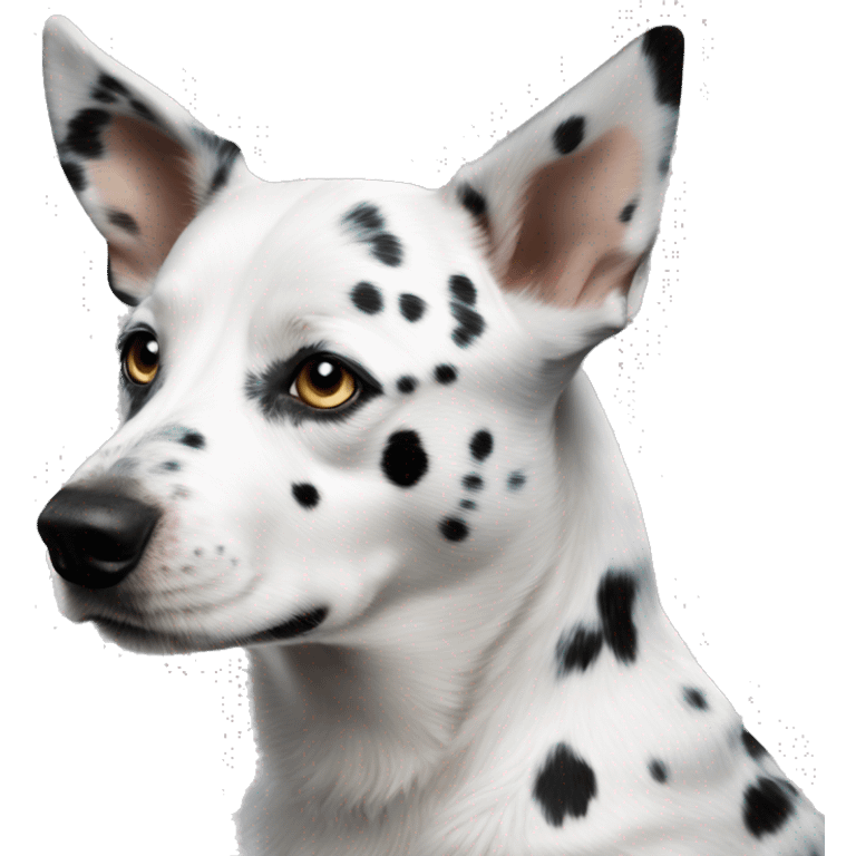 Blue eyed white Australian cattle dog mix with a few small black spots emoji