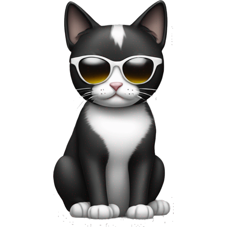 black and white cat with sunglasse emoji