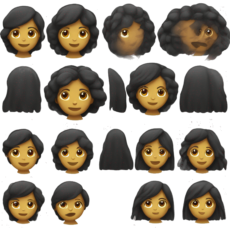 Mujer pelo negro largo flequillo emoji