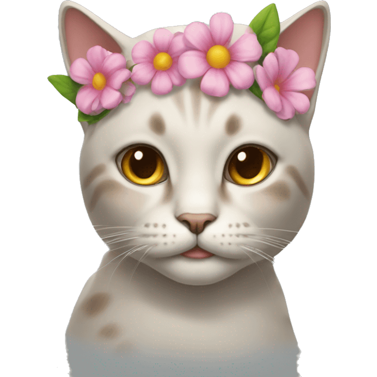 a cat with flower in her head, she's enocent emoji