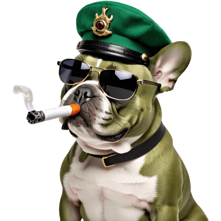 A French bulldog smokes from a glass pipe emoji