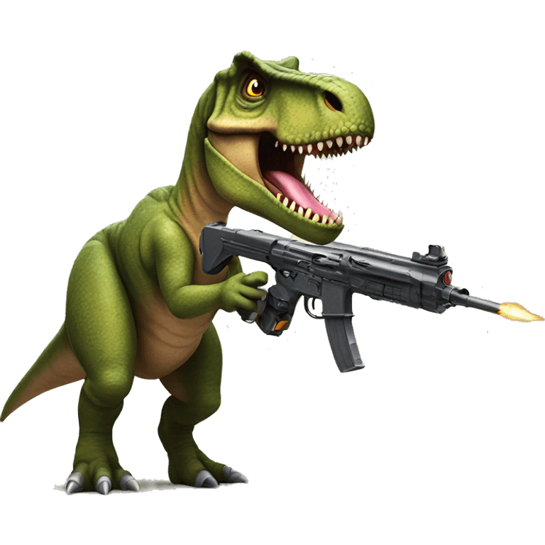 T-Rex with a gun emoji