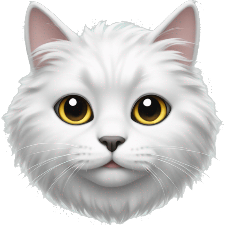 fluffy white cat with black spots  emoji